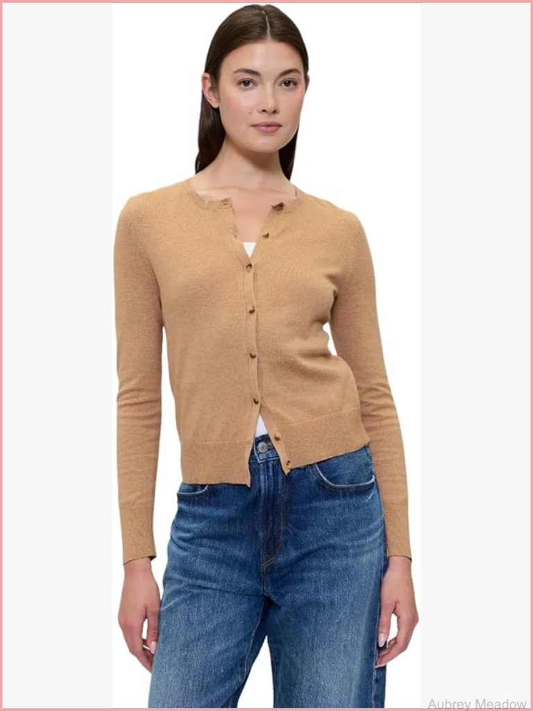 Crewneck Cardigan Long Sleeve Pull On Sweater For Women